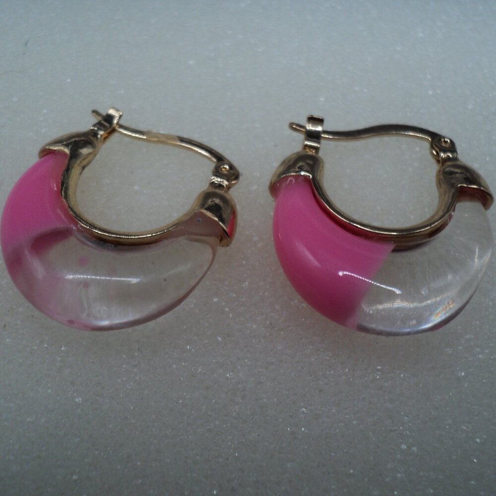 Epoxy pink and clear earrings .86" POS183